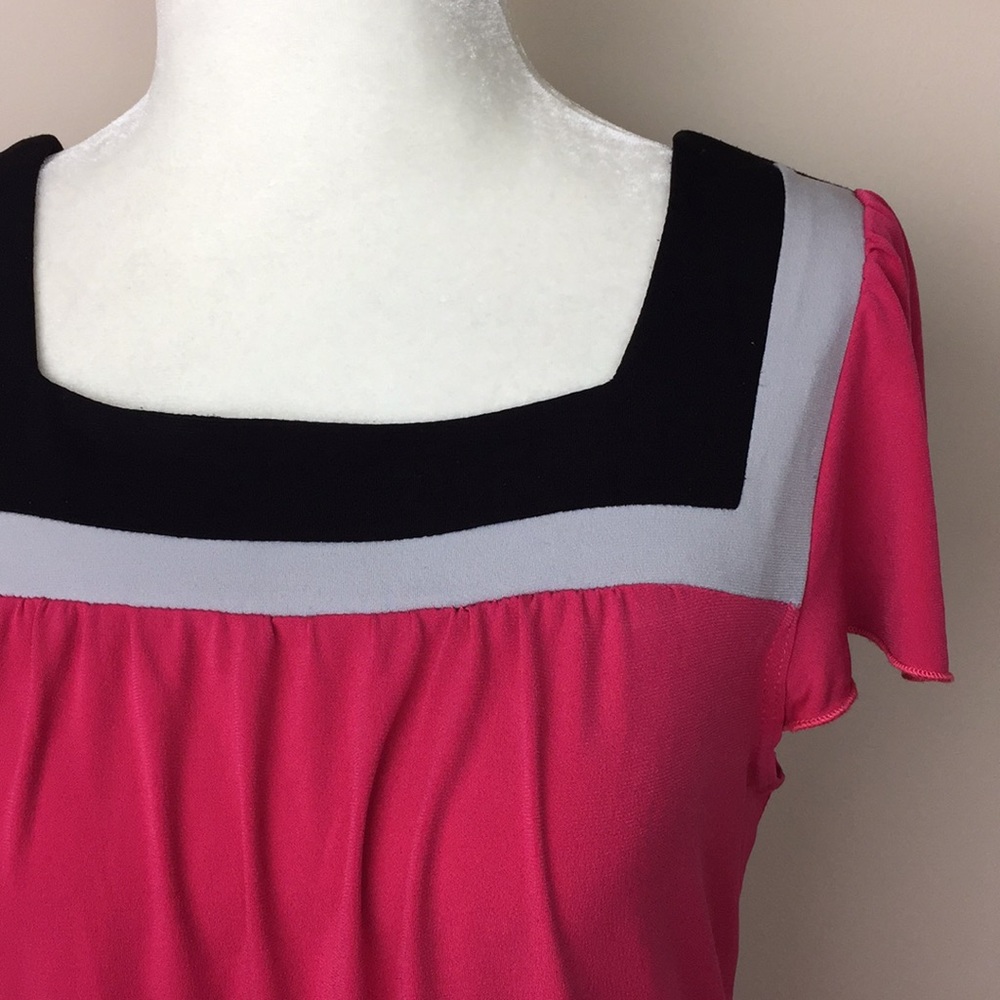 Ab Studio - Square Neck Flutter Sleeve Blouse - image 2